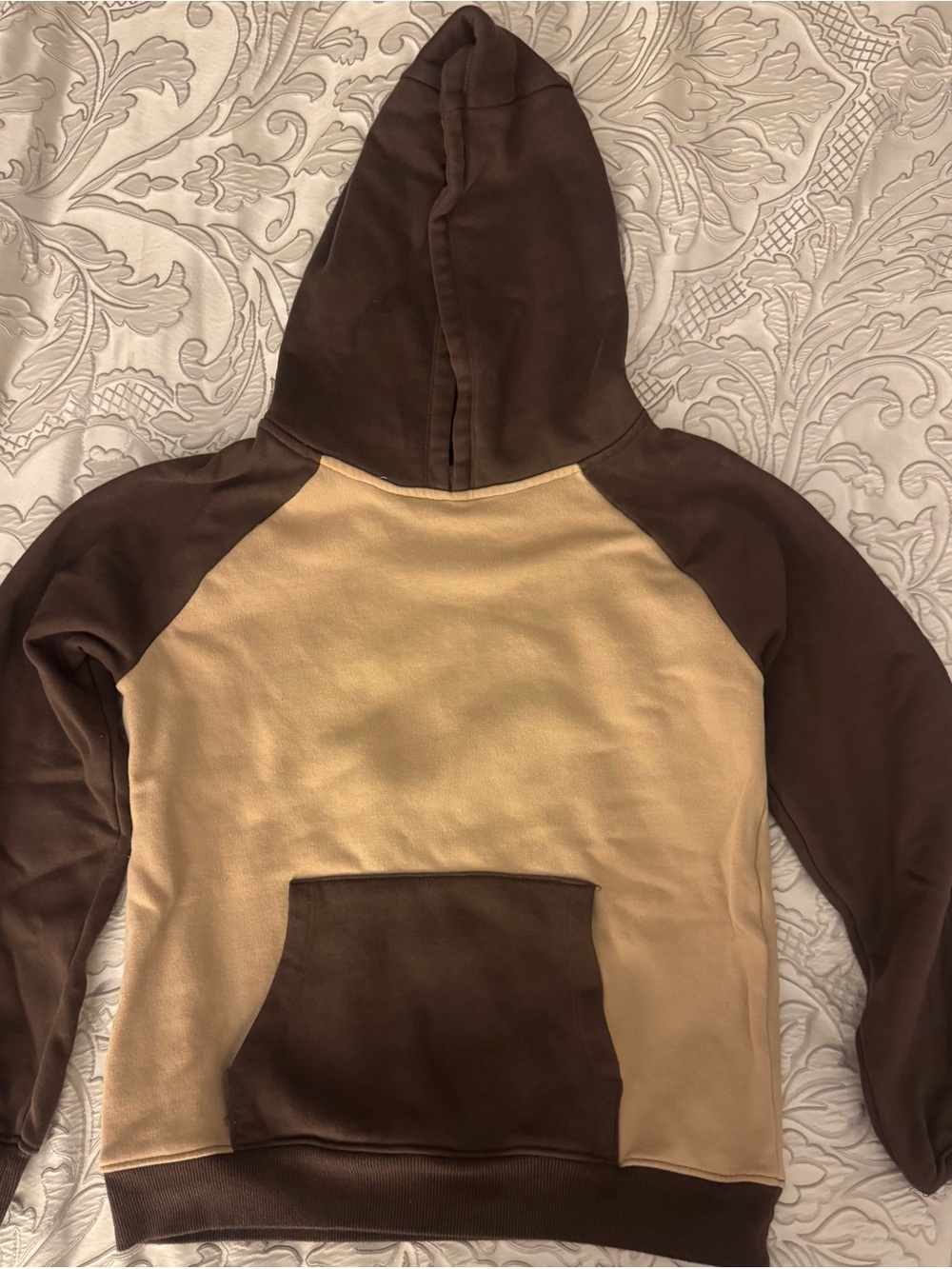 Size 10/12 Kids Two-Tone Brown & Tan Pullover Hoodie
